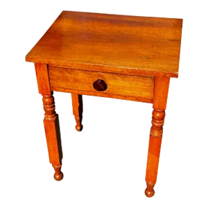 Mid 19th Century American Primitive Sheraton Table Stand With Hand Made Dovetailed Drawer.