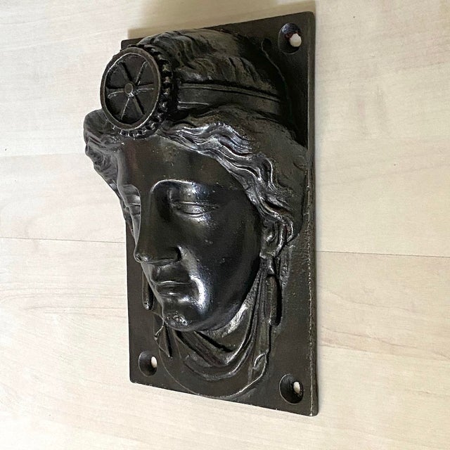 Cast Iron Greek Goddess Icon Wall Sculpture, 1800s For Sale - Image 5 of 7