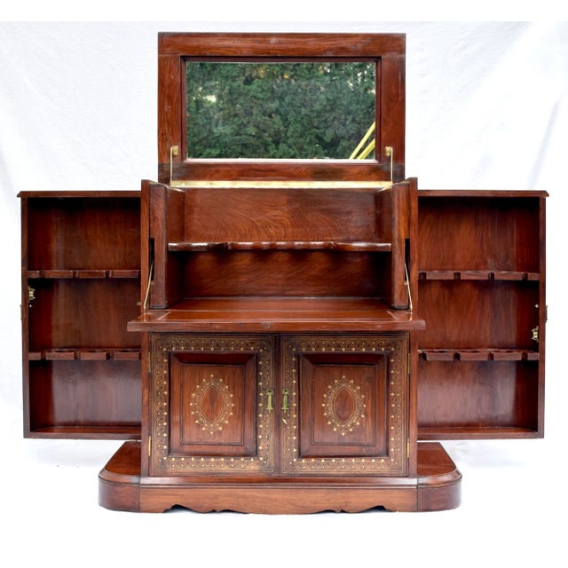 Mid 20th Century Anglo Indian Dry Bar Cabinet Rosewood & Brass For Sale - Image 13 of 13