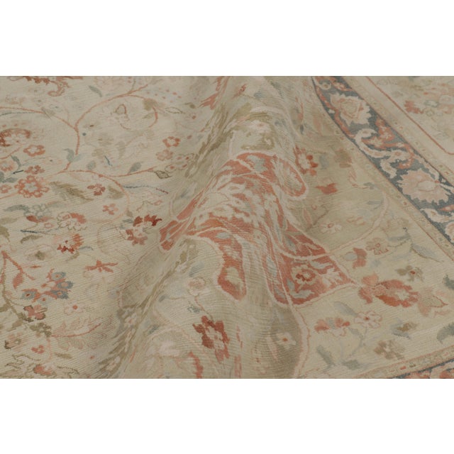 Rug & Kilim’s Tabriz Style Rug in Green and Pink Floral Patterns For Sale - Image 9 of 10