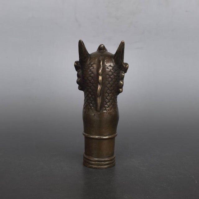 Vintage Pure Silver Dragon Head Cane Handle - Zodiac Walking Stick Topper For Sale In Los Angeles - Image 6 of 9