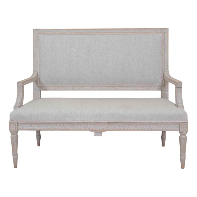 Gustavian Style Settee in Linen, circa 1900 For Sale