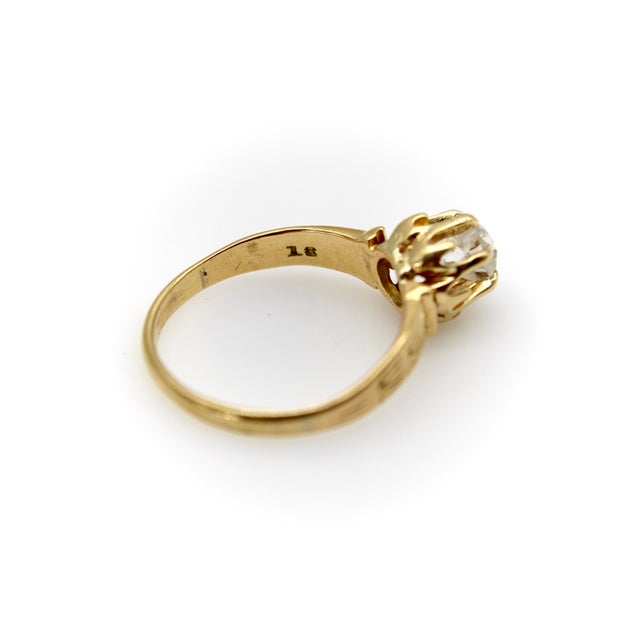 Mid 19th Century Victorian 18k Gold Old Mine Cut Diamond Ring, Size 6.25 For Sale - Image 4 of 10