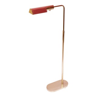 Mid Century Brass Adjustable Pharmacy Floor Lamp by Casella For Sale
