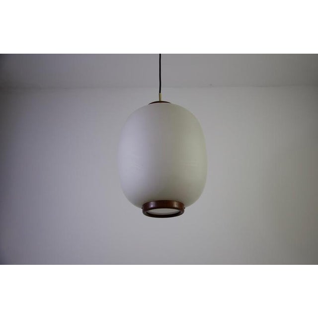 Large Teak and Opal Glass Pendant Lamp by Bent Karlby for Lyfa, Denmark, 1960s For Sale - Image 10 of 14