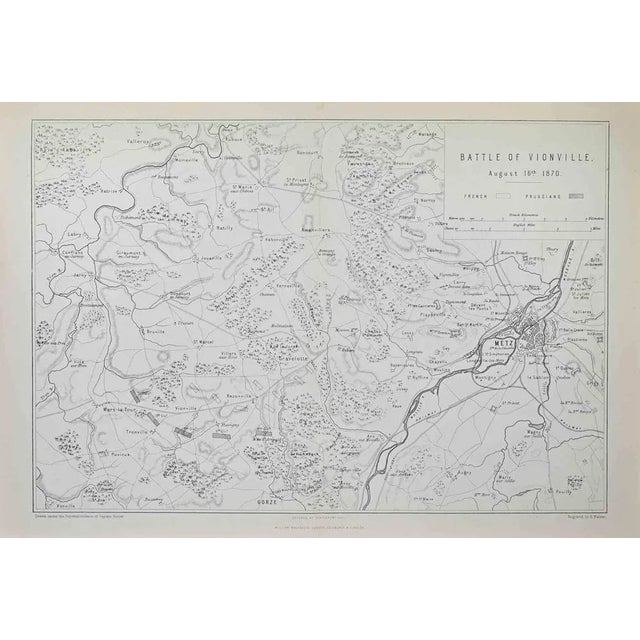 Battle of Vionville is a map realized by R. Walker. Lithograph, printed in 1872 by Milliam Mackenzie, London. Good...