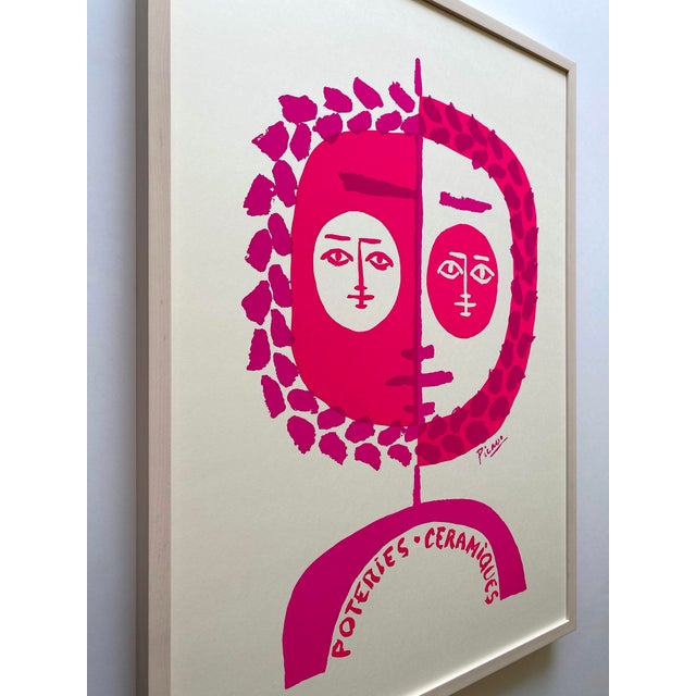 Wood Pablo Picasso Vintage 1972 Mid Century Modernist Framed " Poteries-Ceramiques " French Exhibition Silkscreen Print For Sale - Image 7 of 18