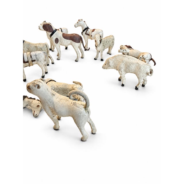 Late 19th Century Great for Decor - Late 19th C. Antique German Hide-Covered Miniature Putz Farm Animals - Lot of 11 For Sale - Image 5 of 9