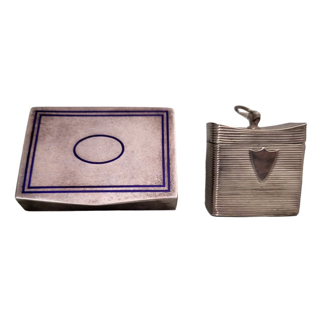 Art Deco French Silver Scent Vinaigrette and Vanity Box, 1920s, Set of 2 For Sale