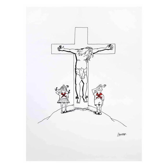 Alexander Dubovsky, Crucifixion, Watercolor & Ink, 1980s For Sale