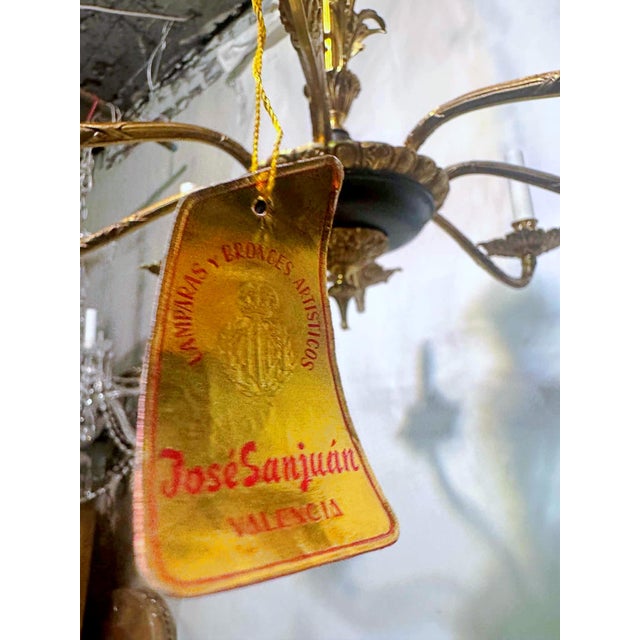 1930's Decorative Black and Bronze Chandelier For Sale - Image 9 of 11