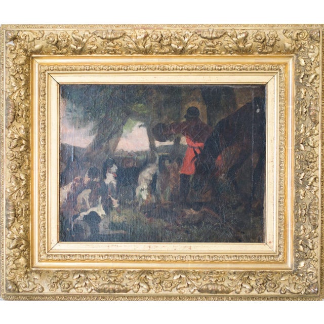 An excellent quality 19th century oil sketch on canvas for a larger painting. Date approx.: 1860 to 1880 frame size: h...