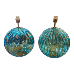 Pair of Murano Glass Globe Lamps