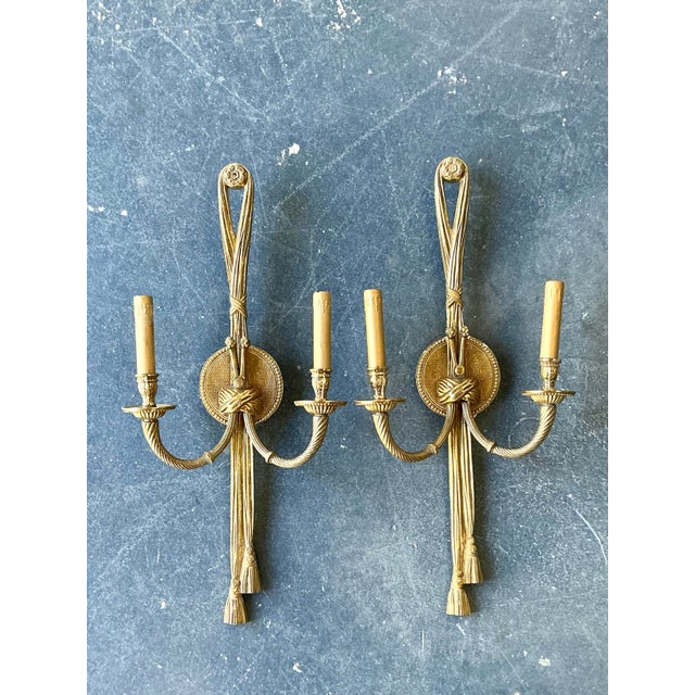 Late 20th Century Vintage Regency Swag Light Sconce - A Pair For Sale - Image 5 of 9