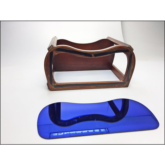 Art Deco Kidney Shaped Cocktail Table with Blue Mirrored ...