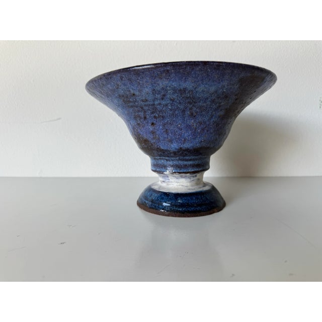 1980s 1980’s Vintage Organic Handmade and Painted Ceramic Pedestal Bowl by Mattaway For Sale - Image 5 of 12