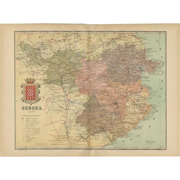Geographic and Infrastructural Map of Catalonias Northern Province, 1901 For Sale - Image 6 of 6