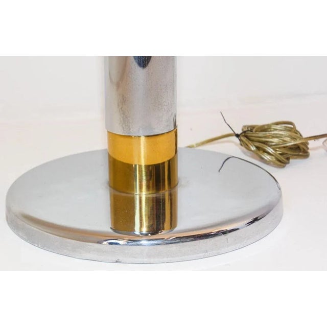 Vintage 1970s Mid-Century Italian Bicolor Chrome and Brass Tall Floor Lamp For Sale - Image 9 of 12