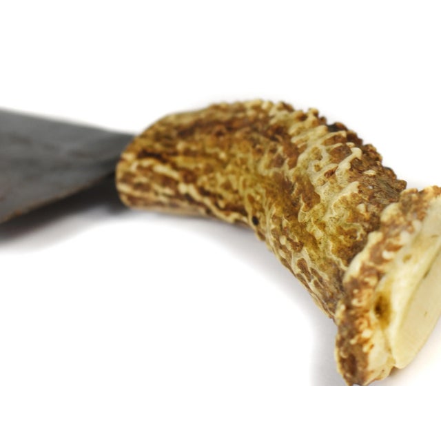 Early 20th Century Primitive Kitchen Cleaver With Antler Handle, Made in Hong Kong For Sale - Image 9 of 10