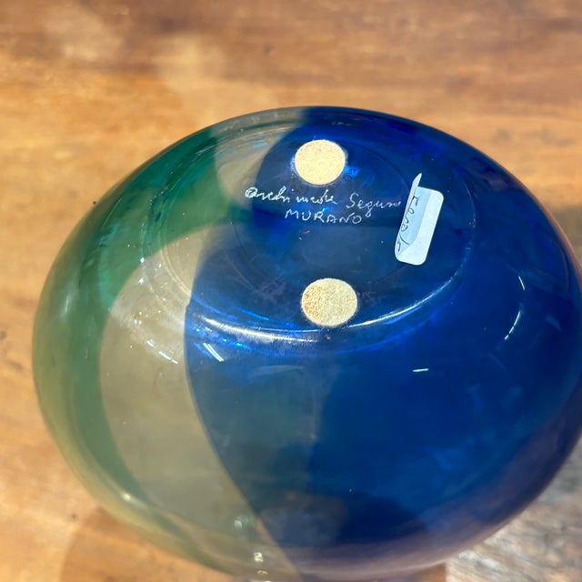 Mid-Century Two-Tone Murano Glass Flask in Green and Blue by Archimede for Seguso, 1950 For Sale - Image 3 of 10