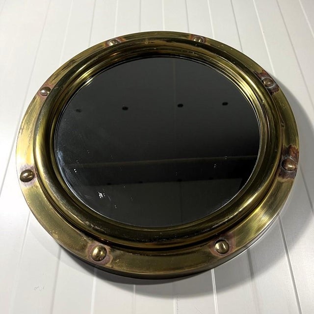 Brass Porthole Wall Mirror from Deutsche Werkstatten, 1950s For Sale - Image 4 of 11
