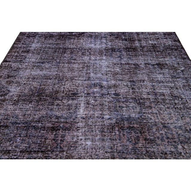 Persian 1960s Vintage Persian Distressed Handmade All-Over Brown Wool Rug For Sale - Image 3 of 7