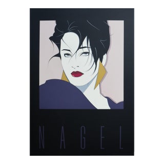 1984 American Original Serigraph Poster - Woman's Portrait (Black) (Nc1) - Patrick Nagel, Published by Mirage Editions For Sale