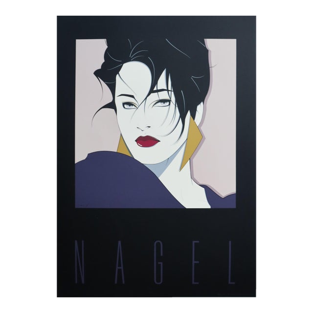 1984 American Original Serigraph Poster - Woman's Portrait (Black) (Nc1) - Patrick Nagel, Published by Mirage Editions For Sale