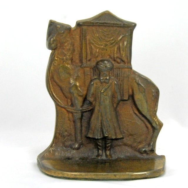 Pair of Antique Cast Iron Camel Driver & Camel Bookends For Sale - Image 4 of 8