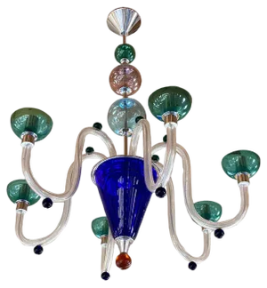 Vintage Multicolor Murano Glass Chandelier from Simoeng, 1980s