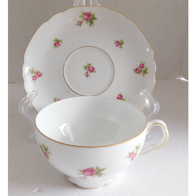 Victoria Czechoslovakia Antique Porcelain Rose Porcelain Cups and