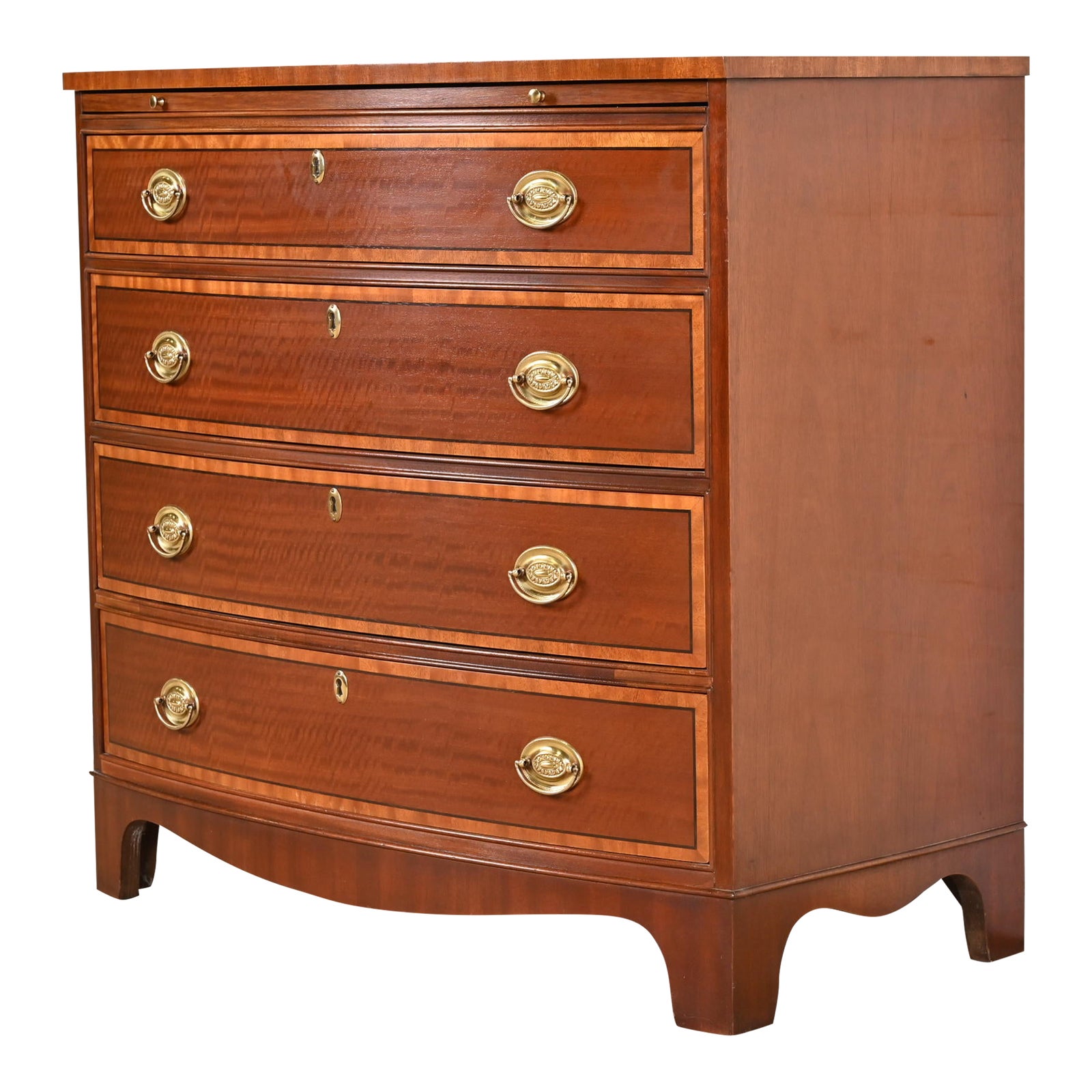 Baker Furniture Banded Mahogany Bow Front Chest of Drawers Chairish