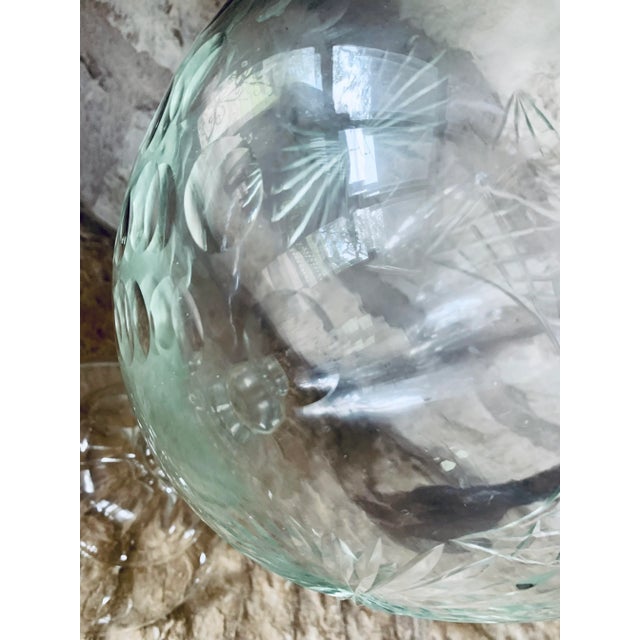 Monumental English Antique Late 19th Century Blown Cut-Glass Apothecary Jar With Faceted Finial Cover For Sale - Image 12 of 13