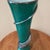 Mid 20th Century Vintage Deep Teal Murano Studio Art Glass Trumpet Vase With Spiraling Accent Signed by Artist For Sale - Image 5 of 12
