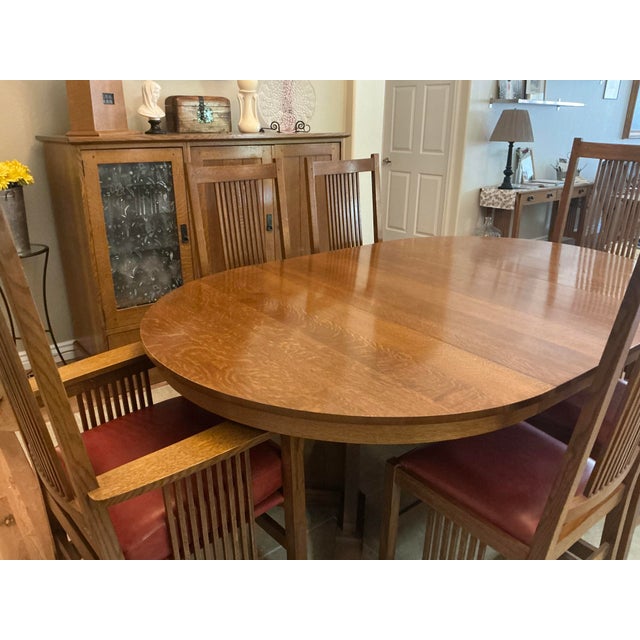 Description Wood Type: Solid Quartersawn White Oak, Fayetteville finish Construction Details: Authentic Stickley...