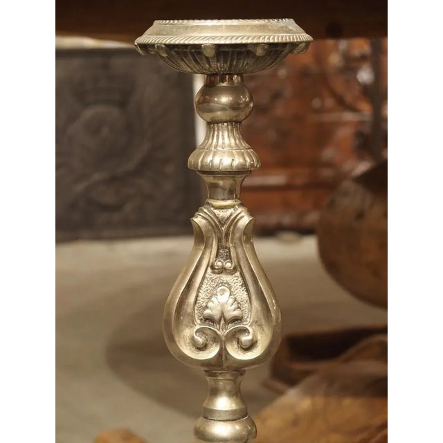 Antique Italian Silvered Bronze Candlesticks, Circa 1880 - a Pair For Sale - Image 4 of 13