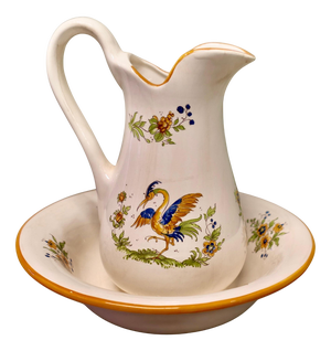 Faience Pitcher and Bowl, 1960, Set of 2