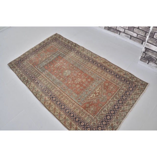 Textile 1960s Small Turkish Area Rug for Living Room, Boho Home Decor For Sale - Image 7 of 10