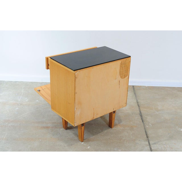Mid-Century Nightstands in Ash Veneer & Black Glass by František Mezulánik for Nový Domov, Czechoslovakia, 1970s, Set of 2 For Sale - Image 16 of 18