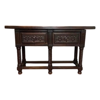 Late 19th Century Spanish Baroque Style Walnut Console Table with Twisted Legs For Sale