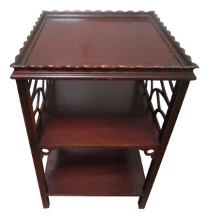 1960s George III Chinoiserie Style Mahogany Three-Tier End Table Shelf