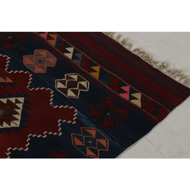 Vintage Tribal Kilim Rug in Red and Blue With Colorful Tribal Patterns For Sale - Image 10 of 10