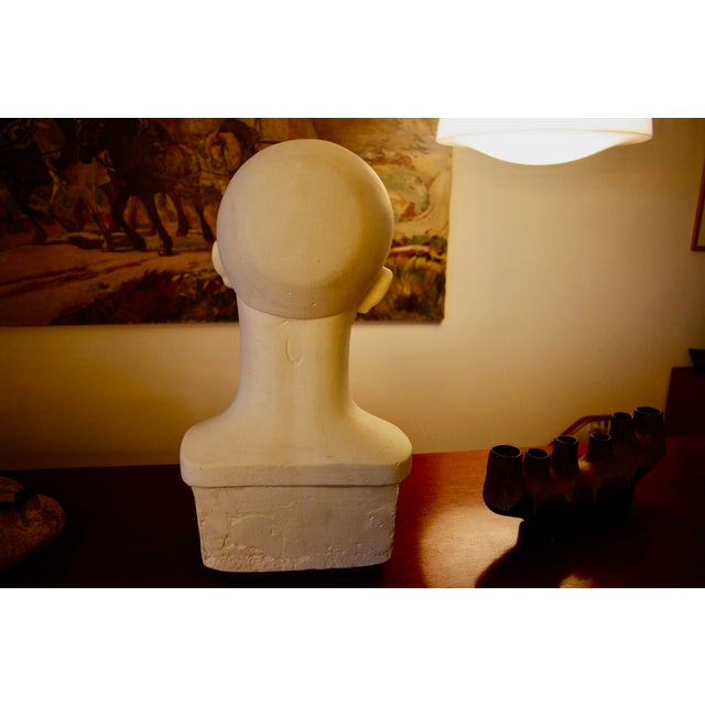 Art Deco Italian Plaster Bust, 1930 For Sale - Image 4 of 10