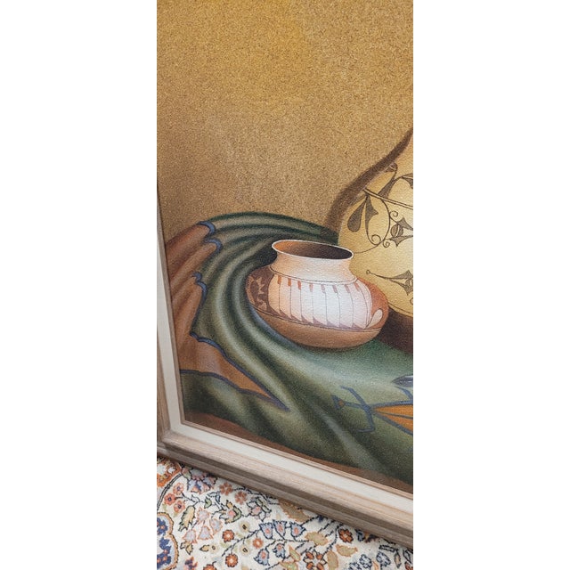 Paint 1970s Fine Southwest Native American Large Sand Painting For Sale - Image 7 of 14