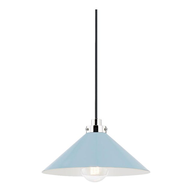 Hudson Valley Lighting Mark D. Sikes Clivedon 1-Light Pendant, 12" - Polished Nickel/Blue Bird For Sale