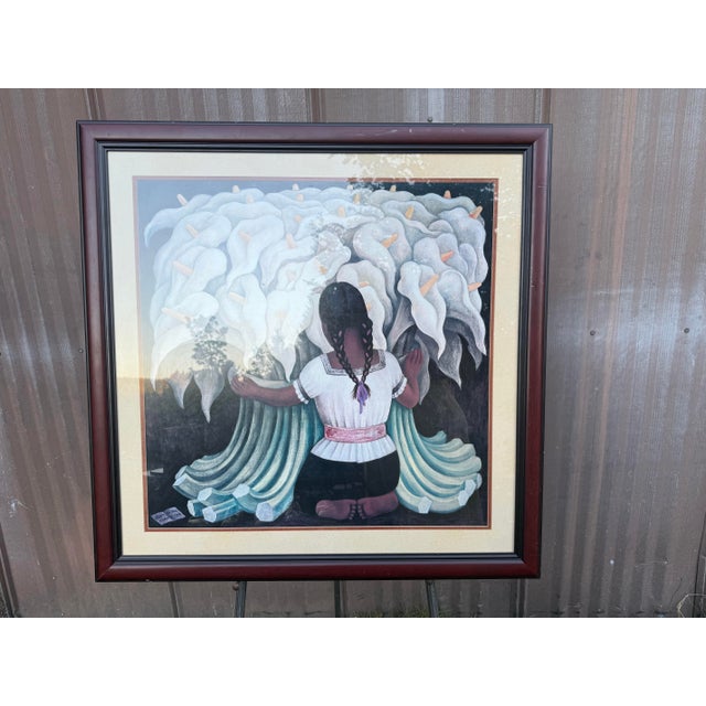 Vintage Girl With the Calla Lillies Diego Rivera Framed Print For Sale - Image 9 of 9