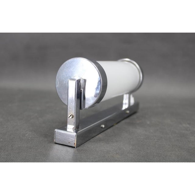 1930s Vintage Bauhaus Chrome and Milk Glass Tubular Wall Light, 1930s For Sale - Image 5 of 12