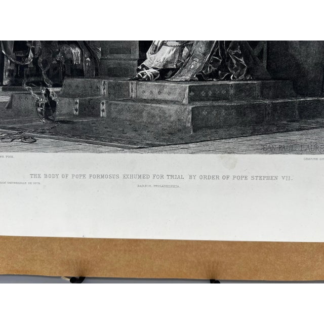 Religious 19th Century Print by Jean Paul Laurens Titled “The Body of Pope Formosus Exhumed for Trial by Order of Pope Stephen VII For Sale - Image 3 of 7