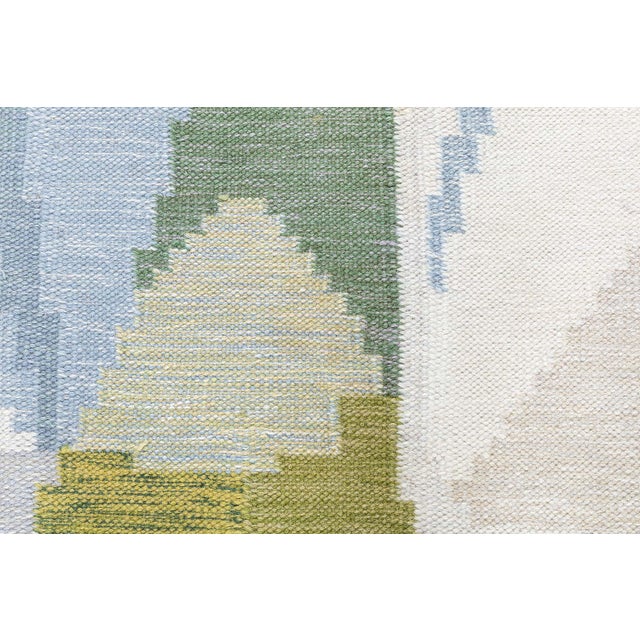 Textile Mid-Century Scandinavian Abstract Lavender Flatweave Rug By Ingegerd Silow For Sale - Image 7 of 11