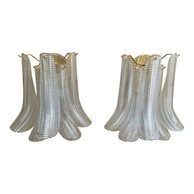 Pair murano glass "selle" wall sconces sputnik chandelier lot of 2 murano glass " selle " transparent "selle" murano glass...